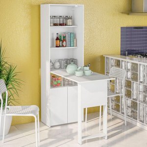 Armário Multiuso com Mesa Retrátil 2 Portas Herval Branco 53cm