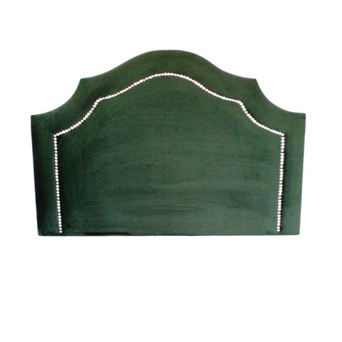 Cabeceira Solteiro Provençal Veludo Verde - Tachas Prata