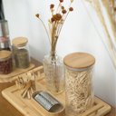 Ver imagem 2 de KIT 2 POTES DE VIDRO HERMÉTICO C/ TAMPA DE BAMBU 600ML