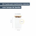 Ver imagem 3 de KIT 2 POTES DE VIDRO HERMÉTICO C/ TAMPA DE BAMBU 600ML