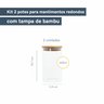KIT 2 POTES DE VIDRO HERMÉTICO C/ TAMPA DE BAMBU 600ML - 3