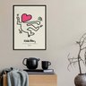 Quadro Keith Haring - The Love 33x24cm - com Vidro:madeira Preta - 2