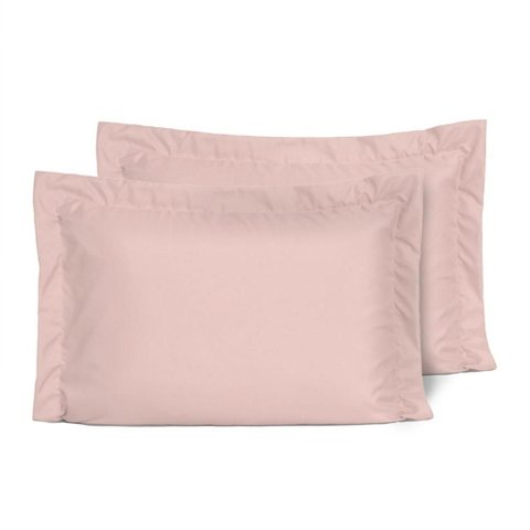 Kit 2 Fronhas Slim com 3 Abas 50cm X 70cm Micropercal 200 Fios - Rose - 100% Poliéster