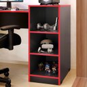 Ver imagem 3 de Mesa Gamer Zetra Escrivaninha com Nichos Vermelho e Preto