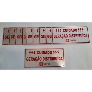 Placa Cuidado - Geração Distribuída - Padrão Copel - Lisa com 10Un