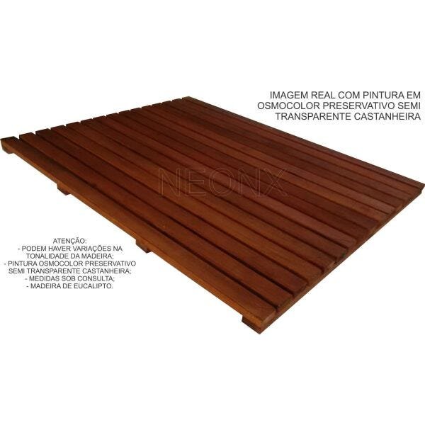 Deck de Madeira Chuveiro Box Banheiro Capacho 100x70cm Pintado Neonx - Azul - 1