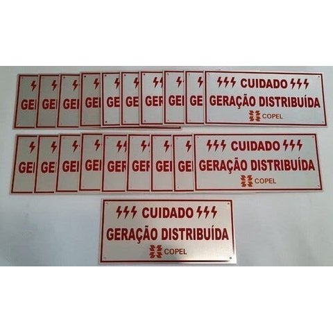 Placa Cuidado - Geração Distribuída - Padrão Copel - Lisa com 20Un