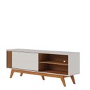 Ver imagem 4 de Rack com Painel para Tv 70 Polegadas 168,2cmx180cm Otawa e Leme Porta Deslizante Ripado Artesanal Pés Madeira