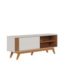 Ver imagem 7 de Rack com Painel para Tv 70 Polegadas 168,2cmx180cm Otawa e Leme Porta Deslizante Ripado Artesanal Pés Madeira