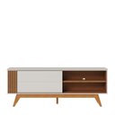 Ver imagem 5 de Rack com Painel para Tv 70 Polegadas 168,2cmx180cm Otawa e Leme Porta Deslizante Ripado Artesanal Pés Madeira