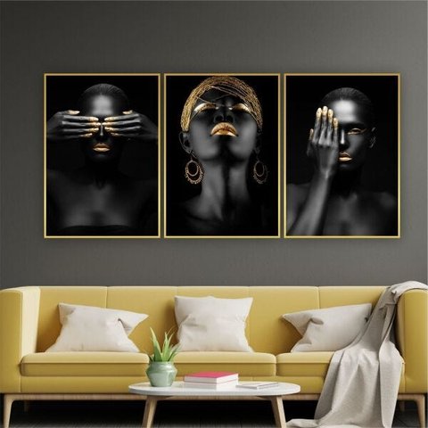 QUADRO 85X60CM 3PÇS MULHERES NEGRAS 1 MOLD DOU VID