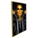Ver imagem 1 de QUADRO 100X60CM 3PÇS MULHERES NEGRAS M CROM DOURAD