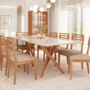 Ver imagem 1 de Conjunto Sala de Jantar Cacau 210cm com Vidro e 8 Cadeiras Juparanã