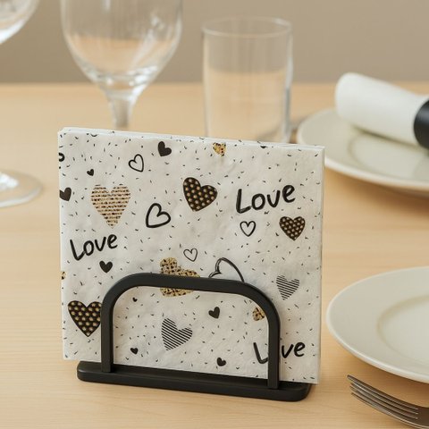 Guardanapo Estampado Corações Love Branco e Dourado 20 Folhas 16cm - Tuut