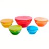 Jogo de Tigelas com Tampa 5 peças Vidro e Tampas Coloridas - 1