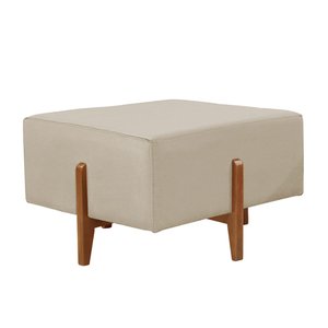 Puff Banqueta Zurik Madeira Maciça Castellar Móbile Linho Bege Claro