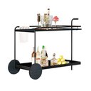 Ver imagem 2 de Carrinho Bar Agnes com Rodízios e Prateleiras Ébano Estrutura Metálica Preto