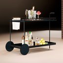 Ver imagem 1 de Carrinho Bar Agnes com Rodízios e Prateleiras Ébano Estrutura Metálica Preto