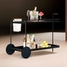 Carrinho Bar Agnes com Rodízios e Prateleiras Ébano Estrutura Metálica Preto - 1