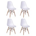 Ver imagem 4 de Conjunto Mesa de Jantar Eames Eiffel Redonda 110cm Tampo de Vidro com 4 Cadeiras Brancas