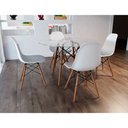 Ver imagem 1 de Conjunto Mesa de Jantar Eames Eiffel Redonda 110cm Tampo de Vidro com 4 Cadeiras Brancas