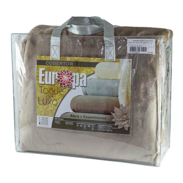 Cobertor Casal Europa Toque de Luxo 180 x 240cm - Marrom Claro - 1