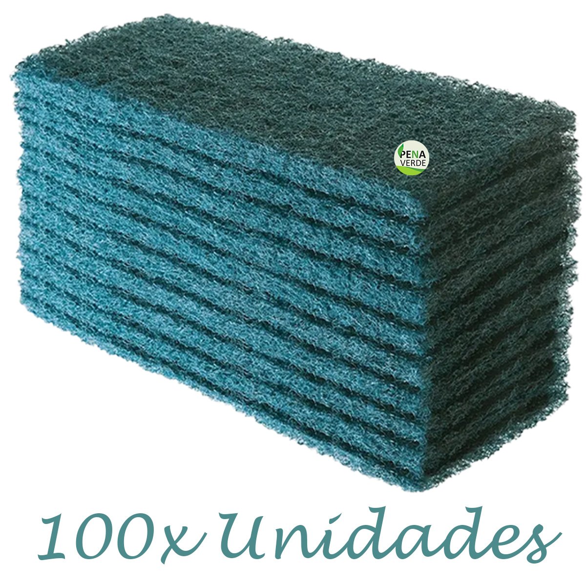 Fibra de Limpeza Pesada Verde - Kit 100 Unidades Atacado 23cm x 10 cm Para Pisos + Parede + Crostas 