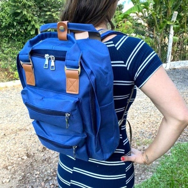 Mochila Executiva Para Notebook Com Usb Universitaria - Azul - 8