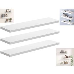 Kit 3 Prateleira Suspensa Parede Branca Mdf Prateleira 60x20 - 1