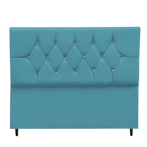 Cabeceira Estofada Cama Box Casal 140 Cm Suede Ayla:azul Turquesa