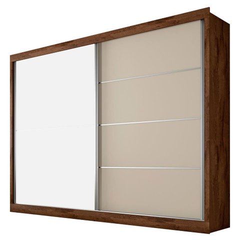 Guarda Roupa Casal Verona 2 Portas Flex 4 Gavetas Espelhado:braúna Off White