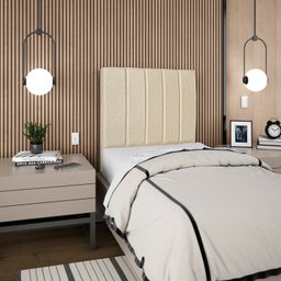 Cabeceira Estofada Cama Box Solteiro Carla 100cm Linho:bege - 2