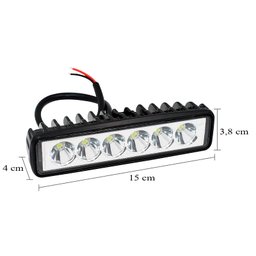 Farol de milha 6 Leds 18w Led Retangular Universal Branco Frio Carro Moto Off Road Trator Caminhao O - 2