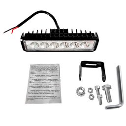Farol de milha 6 Leds 18w Led Retangular Universal Branco Frio Carro Moto Off Road Trator Caminhao O - 1