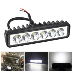 Farol de milha 6 Leds 18w Led Retangular Universal Branco Frio Carro Moto Off Road Trator Caminhao O - 4