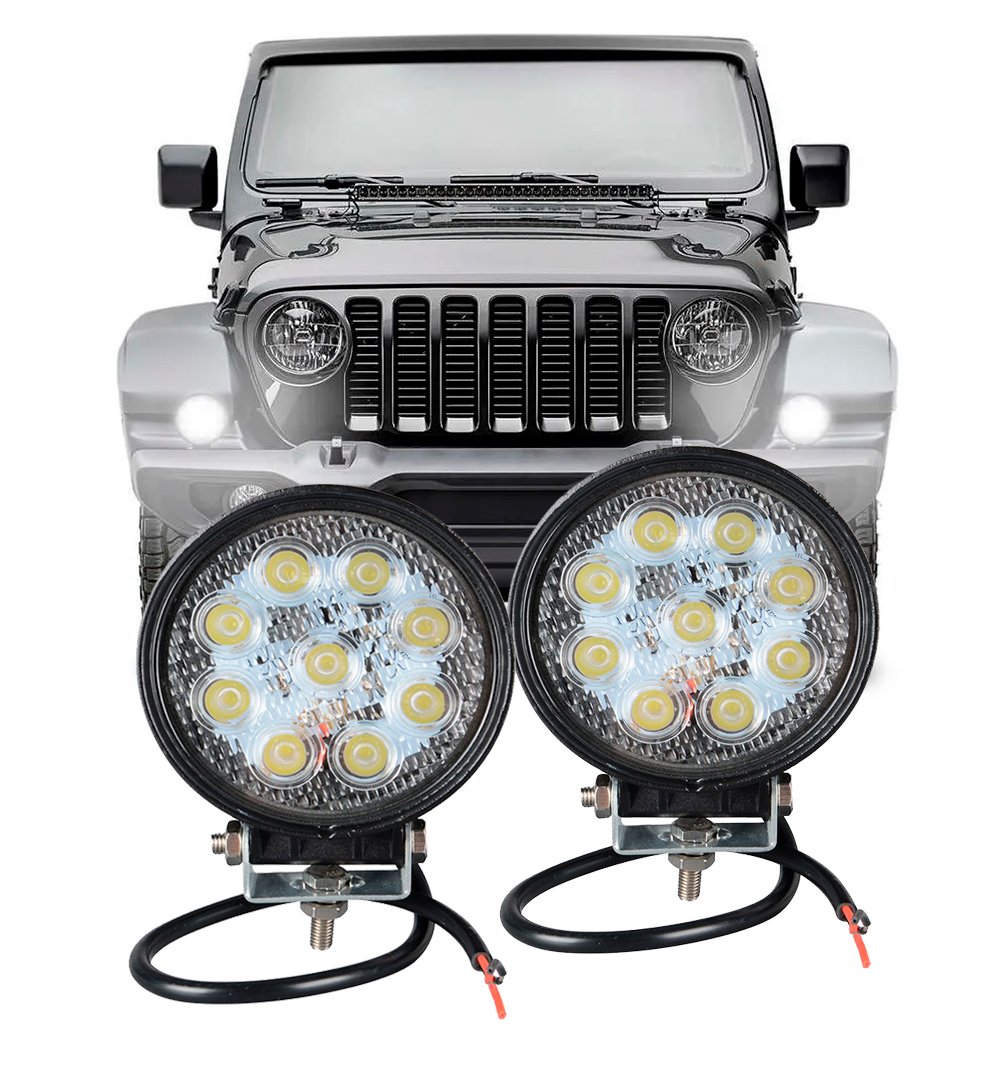 Farol de milha 9 Leds 27w Led Redondo Universal Branco Frio Carro Moto Off Road - 8