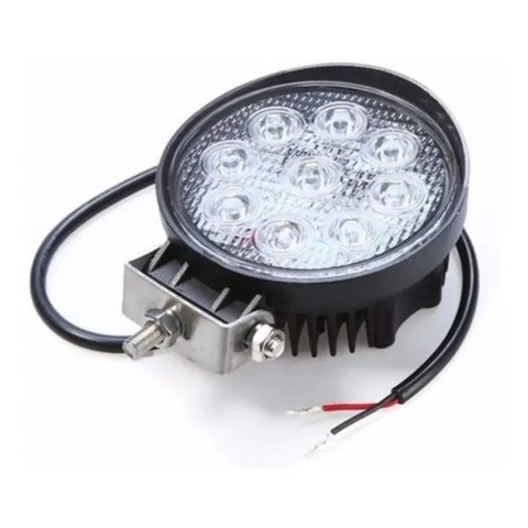 Farol de milha 9 Leds 27w Led Redondo Universal Branco Frio Carro Moto Off Road