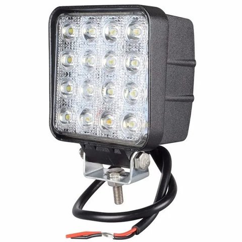 Farol de milha Automotivo 48w Led Quadrado Universal Branco Frio Carro Moto Off Road