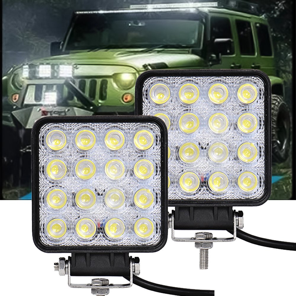 Farol de milha Automotivo 48w Led Quadrado Universal Branco Frio Carro Moto Off Road - 10