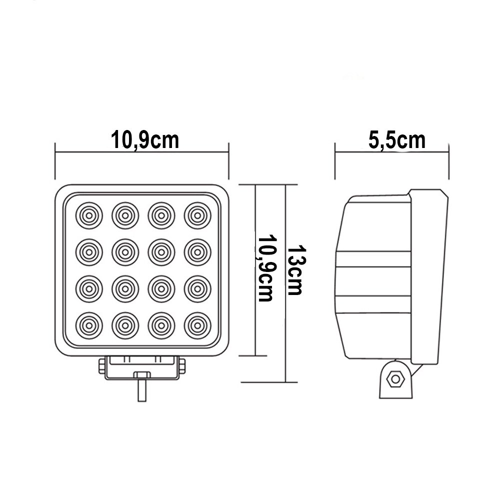 Farol de milha Automotivo 48w Led Quadrado Universal Branco Frio Carro Moto Off Road - 6