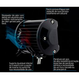 Farol De Milha 6 Leds 18w 2160lm 10/30v Off Road Universal Automotivo Moto Carro - 5
