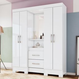 Guarda Roupa Ego Capelinha 4 Portas e 2 Gavetas Flex Branco - Móveis Briz - 2