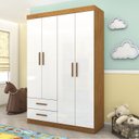 Ver imagem 1 de Guarda-Roupa 4 Portas 2 Gavetas Infantil Perola Branco/Cinamomo