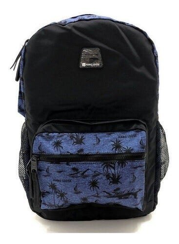 MOCHILA HAWAII HANG LOOSE SUMMER COQUEIROS AZUL MASCULINO - 2 - Preto e Azul - 1