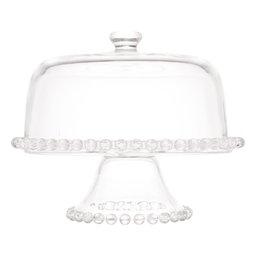 Prato para Bolo com Pé de Cristal e Tampa Pearl 31cm X 25cm - Wolff - 1