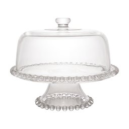 Prato para Bolo com Pé de Cristal e Tampa Pearl 31cm X 25cm - Wolff - 2