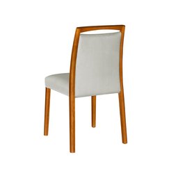 Cadeira de Jantar Estofada Jade Linho Cinza Base Madeira Maciça Mel - 4