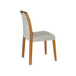 Cadeira de Jantar Estofada Jade Linho Cinza Base Madeira Maciça Mel - 3