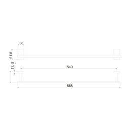 Porta Toalha de Banho Barra Linear 60cm em Metal Dourado Gold V-2685-c - 2