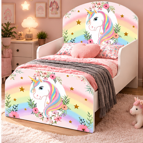 Mini Cama Infantil Unicórnio 100% MDF Quinas Arredondas Proteção